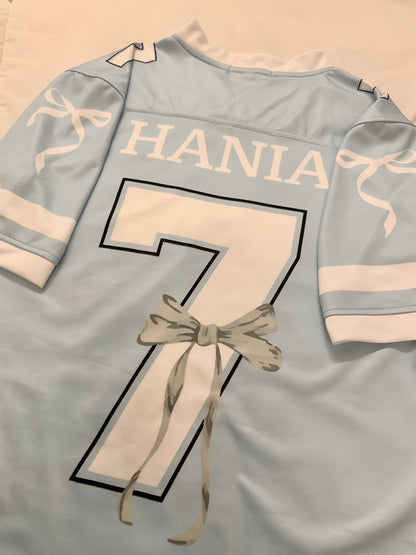 Custom Coquette Jersey, White Blue Custom Jersey, Personalized Bloom Jersey, Women Custom Name Number Jersey, Gift For Women