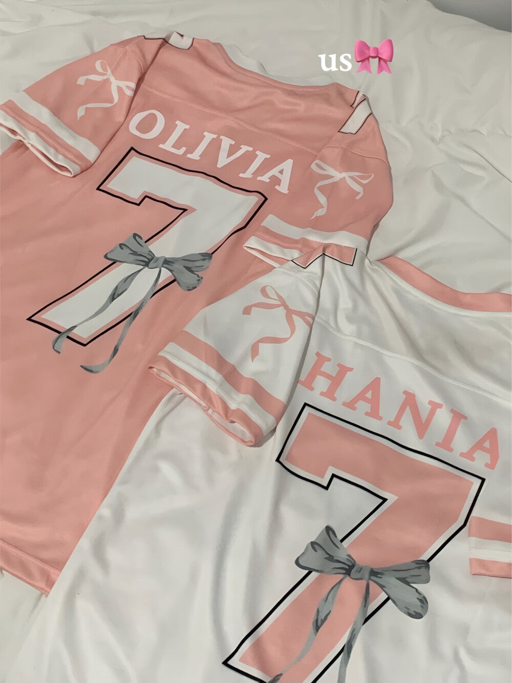 Custom Coquette Jersey, White Pink Custom Jersey, Personalized Bloom Jersey, Women Custom Name Number Jersey, Gift For Women