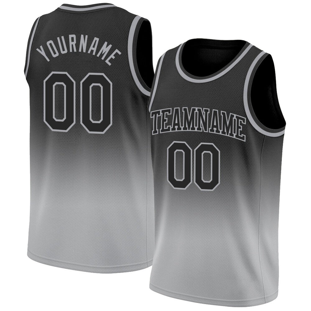 Custom Black Black-Gray High-quality Fade Fashion Basketball Jersey