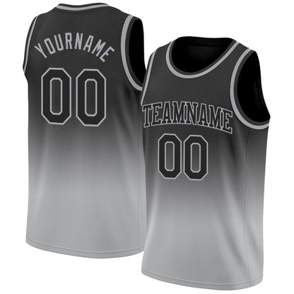 Custom Black Black-Gray High-quality Fade Fashion Basketball Jersey