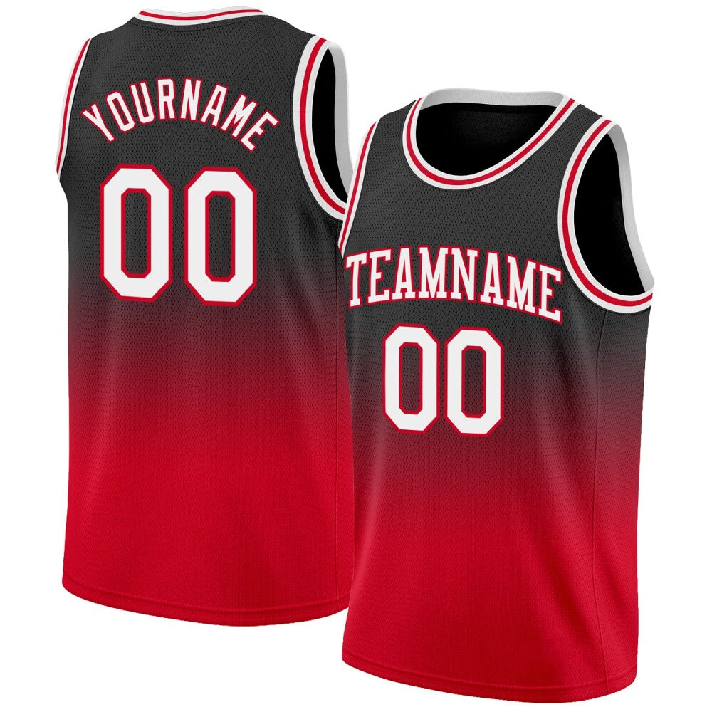 Custom Black White-Red High-quality Fade Fashion Basketball Jersey