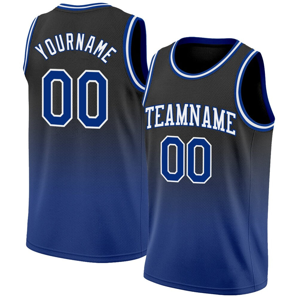Custom Black Royal-White High-quality Fade Fashion Basketball Jersey
