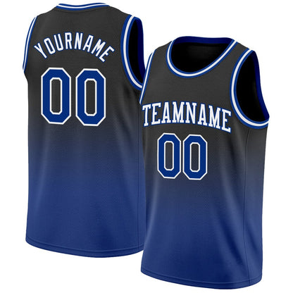 Custom Black Royal-White High-quality Fade Fashion Basketball Jersey