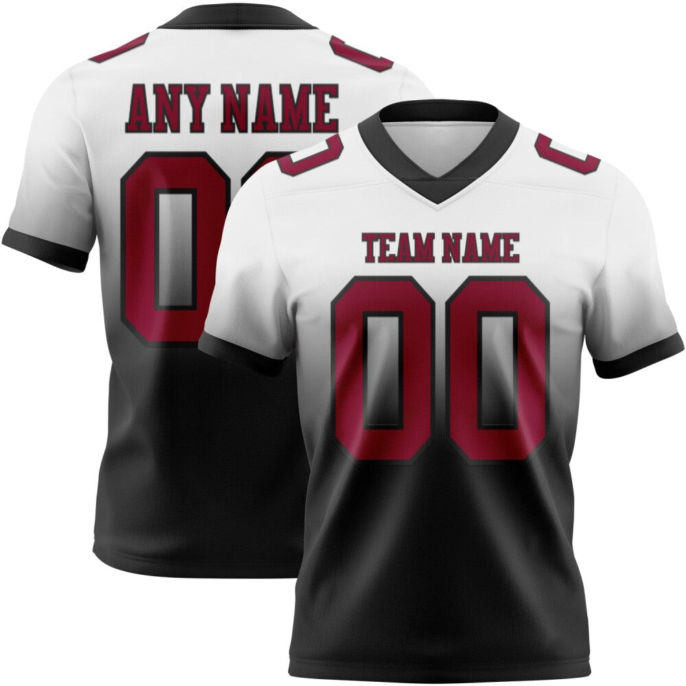 Custom White Maroon-Black High-quality Fade Fashion Football Jersey