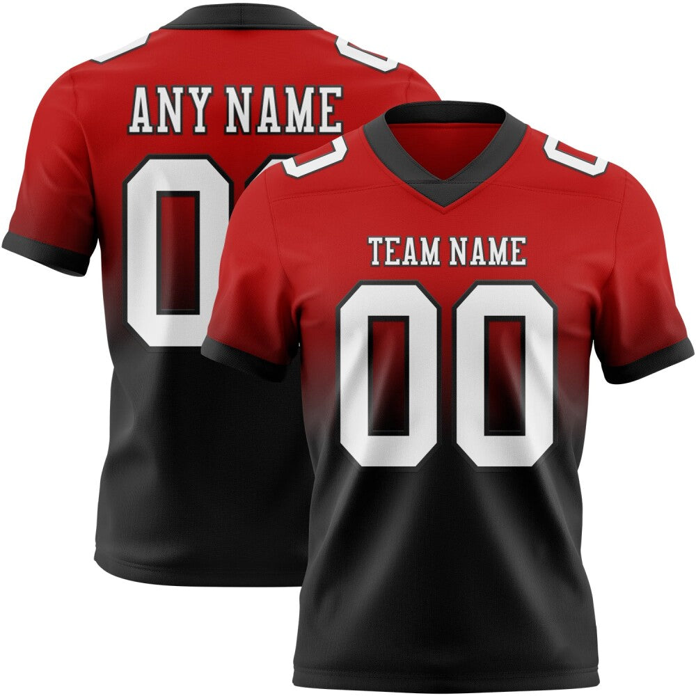Custom Red White-Black High-quality Fade Fashion Football Jersey
