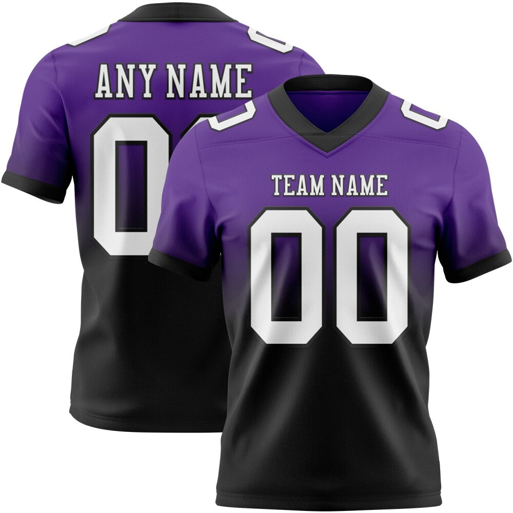 Custom Purple White-Black High-quality Fade Fashion Football Jersey