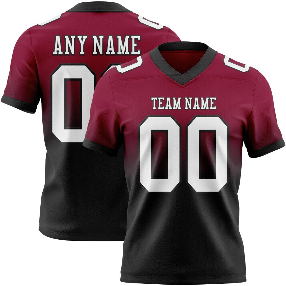 Custom Maroon White-Black High-quality Fade Fashion Football Jersey