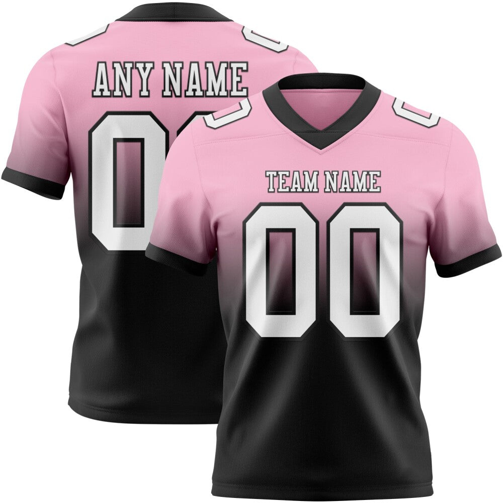 Custom Light Pink White-Black High-quality Fade Fashion Football Jersey