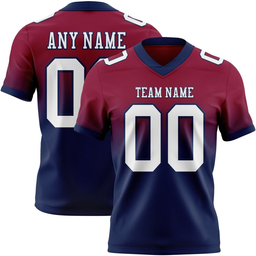 Custom Maroon White-Navy High-quality Fade Fashion Football Jersey