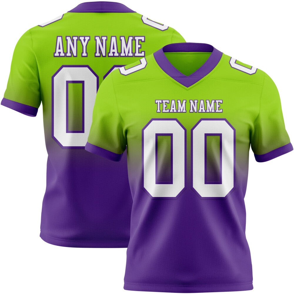 Custom Neon Green White-Purple High-quality Fade Fashion Football Jersey