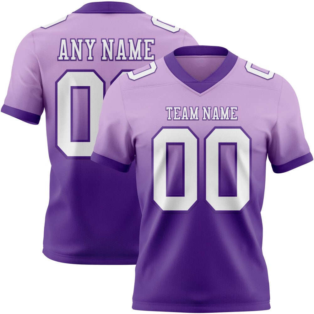 Custom Light Purple White-Purple High-quality Fade Fashion Football Jersey