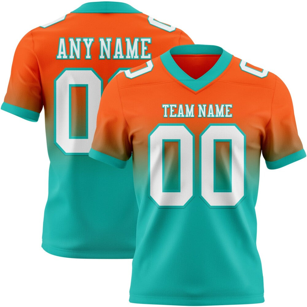 Custom Orange White-Aqua High-quality Fade Fashion Football Jersey