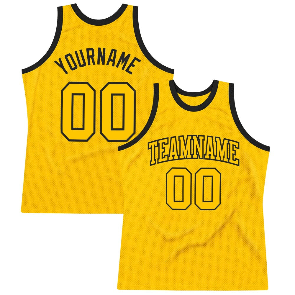 Custom Gold Gold-Black High-quality Throwback Basketball Jersey