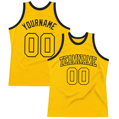 Custom Gold Gold-Black High-quality Throwback Basketball Jersey