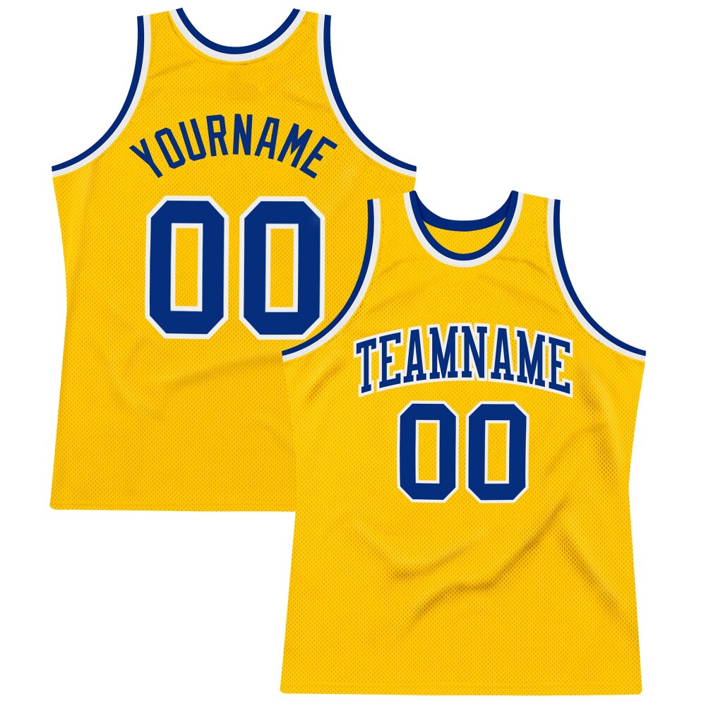 Custom Gold Royal-White High-quality Throwback Basketball Jersey