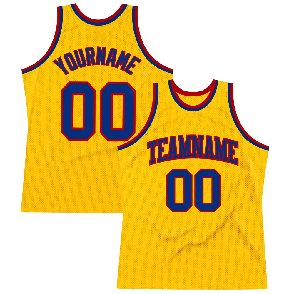 Custom Gold Royal-Red High-quality Throwback Basketball Jersey