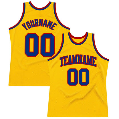 Custom Gold Royal-Red High-quality Throwback Basketball Jersey
