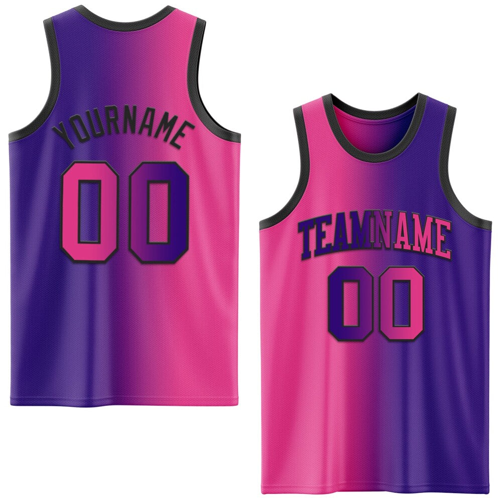 Custom Purple Pink-Black High-quality Gradient Fashion Basketball Jersey