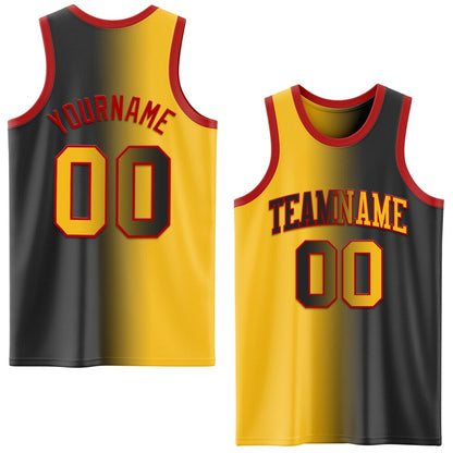 Custom Black Gold-Red High-quality Gradient Fashion Basketball Jersey