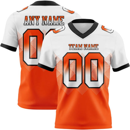 Custom White Orange-Black High-quality Gradient Square Shape 7V7 Flag Football Jersey