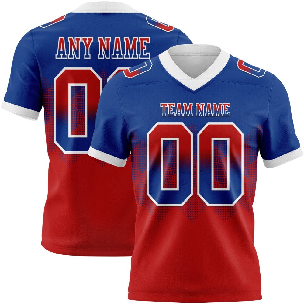 Custom Royal Red-White High-quality Gradient Square Shape 7V7 Flag Football Jersey