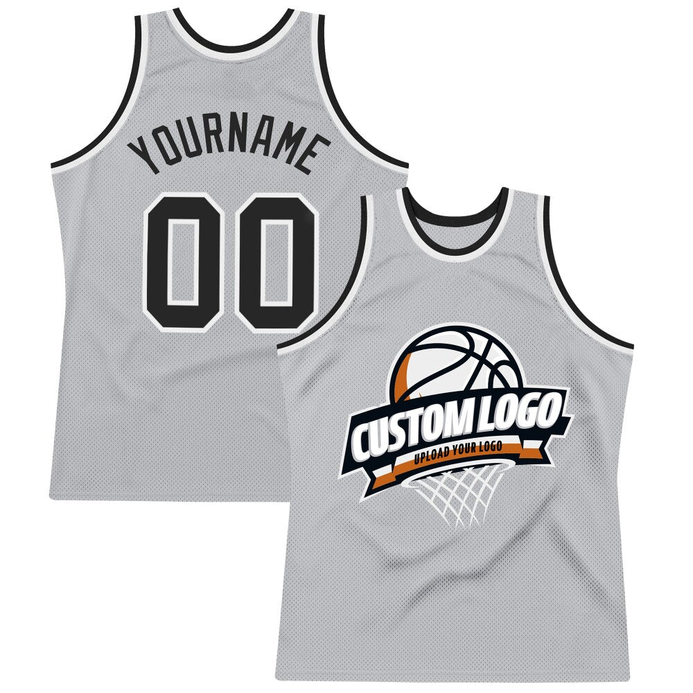 Custom Gray Black-White High-quality Throwback Basketball Jersey