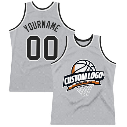 Custom Gray Black-White High-quality Throwback Basketball Jersey