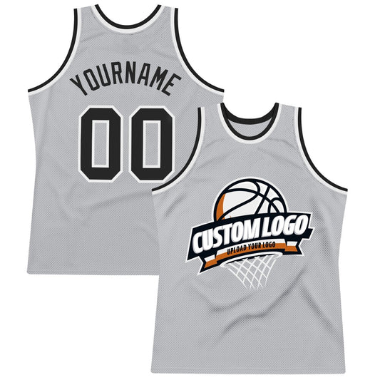 Custom Gray Black-White High-quality Throwback Basketball Jersey