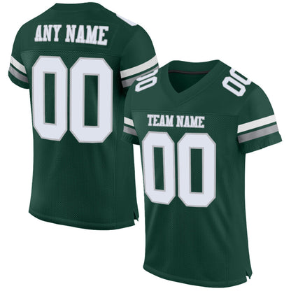 Custom Green White-Gray Mesh High-quality Football Jersey