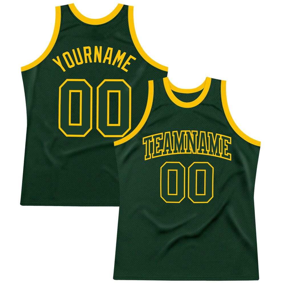 Custom Hunter Green Green-Gold High-quality Throwback Basketball Jersey