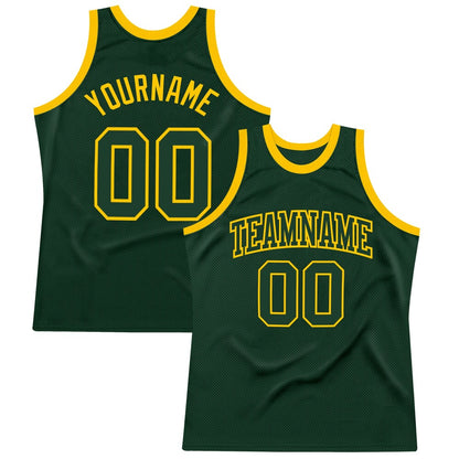 Custom Hunter Green Green-Gold High-quality Throwback Basketball Jersey