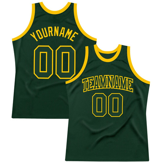 Custom Hunter Green Green-Gold High-quality Throwback Basketball Jersey