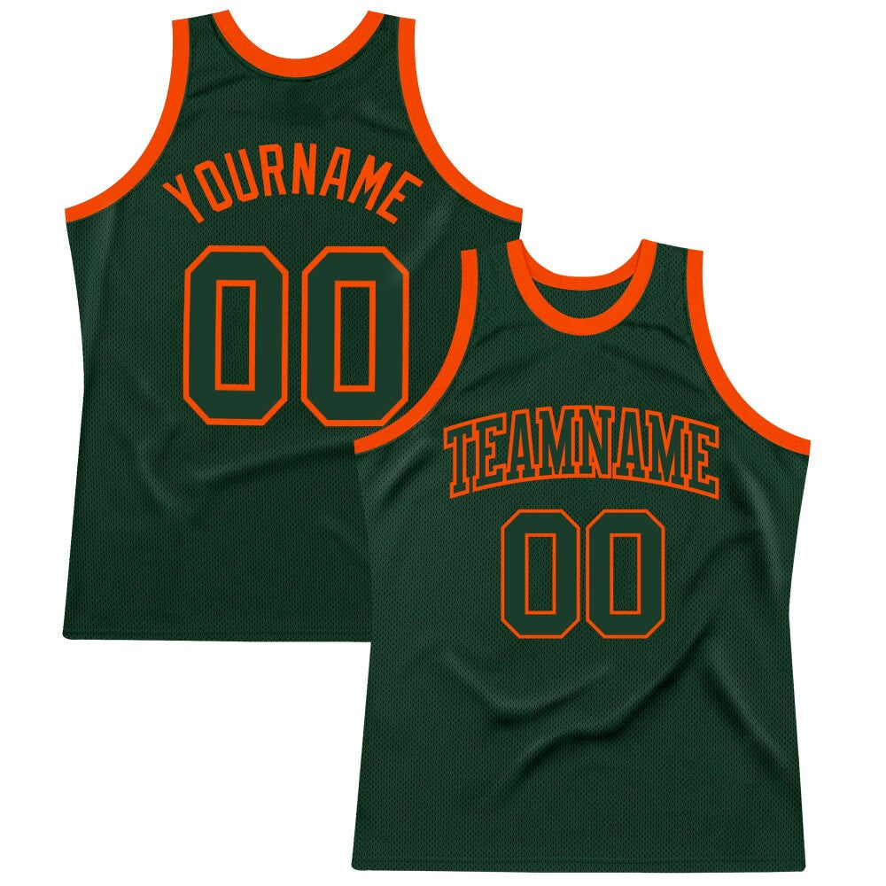 Custom Hunter Green Green-Orange High-quality Throwback Basketball Jersey