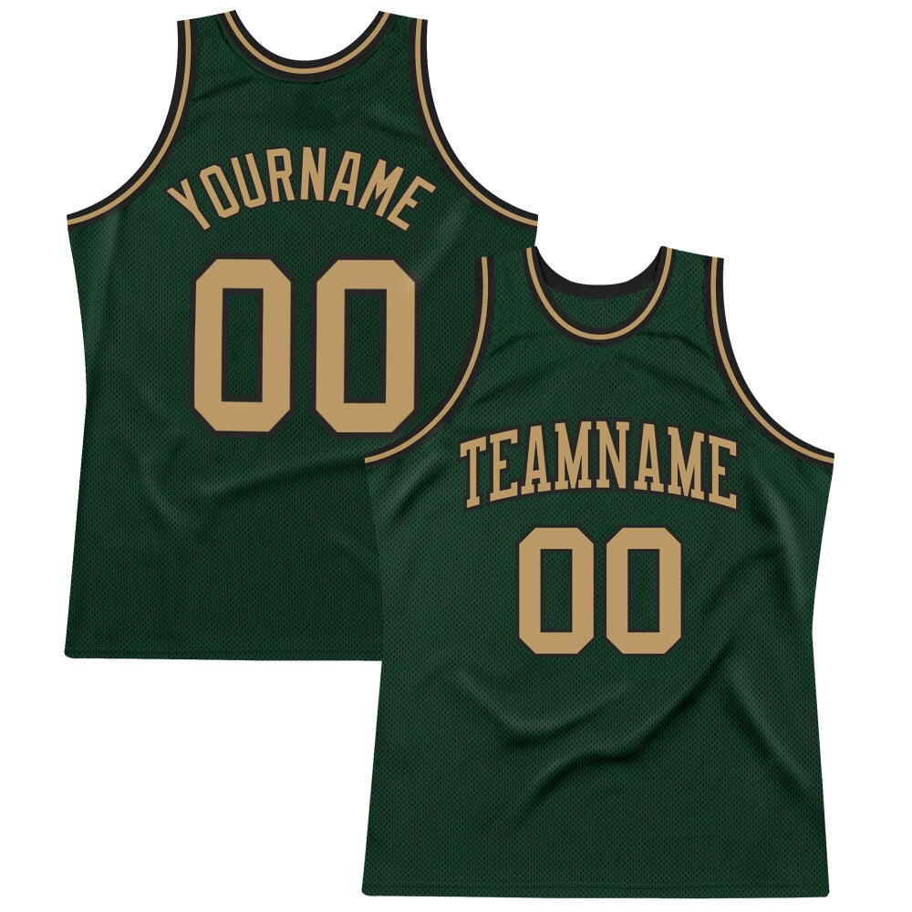 Custom Hunter Green Old Gold-Black High-quality Throwback Basketball Jersey