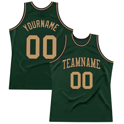Custom Hunter Green Old Gold-Black High-quality Throwback Basketball Jersey