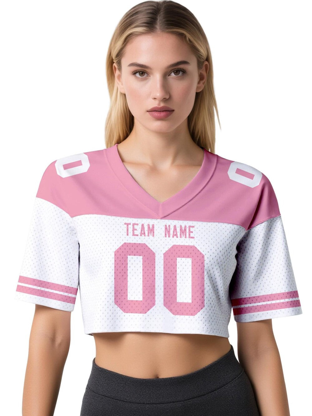 Personalized Crop Football Jersey for Women & Girls, Custom Team Name Number Crop Top, Streetwear Shirts Tour Concert Shirt Cheer Jersey