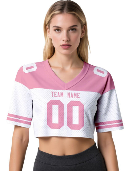 Personalized Crop Football Jersey for Women & Girls, Custom Team Name Number Crop Top, Streetwear Shirts Tour Concert Shirt Cheer Jersey