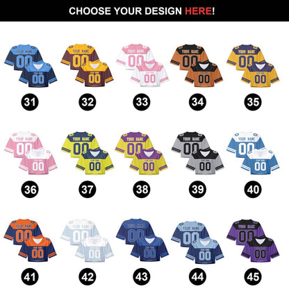 Personalized Crop Football Jersey for Women & Girls, Custom Team Name Number Crop Top, Streetwear Shirts Tour Concert Shirt Cheer Jersey