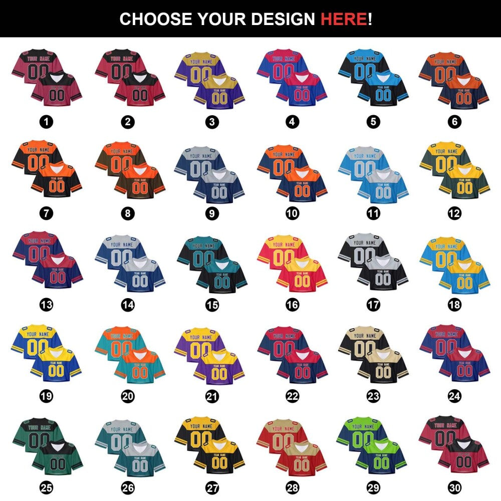 Personalized Crop Football Jersey for Women & Girls, Custom Team Name Number Crop Top, Streetwear Shirts Tour Concert Shirt Cheer Jersey