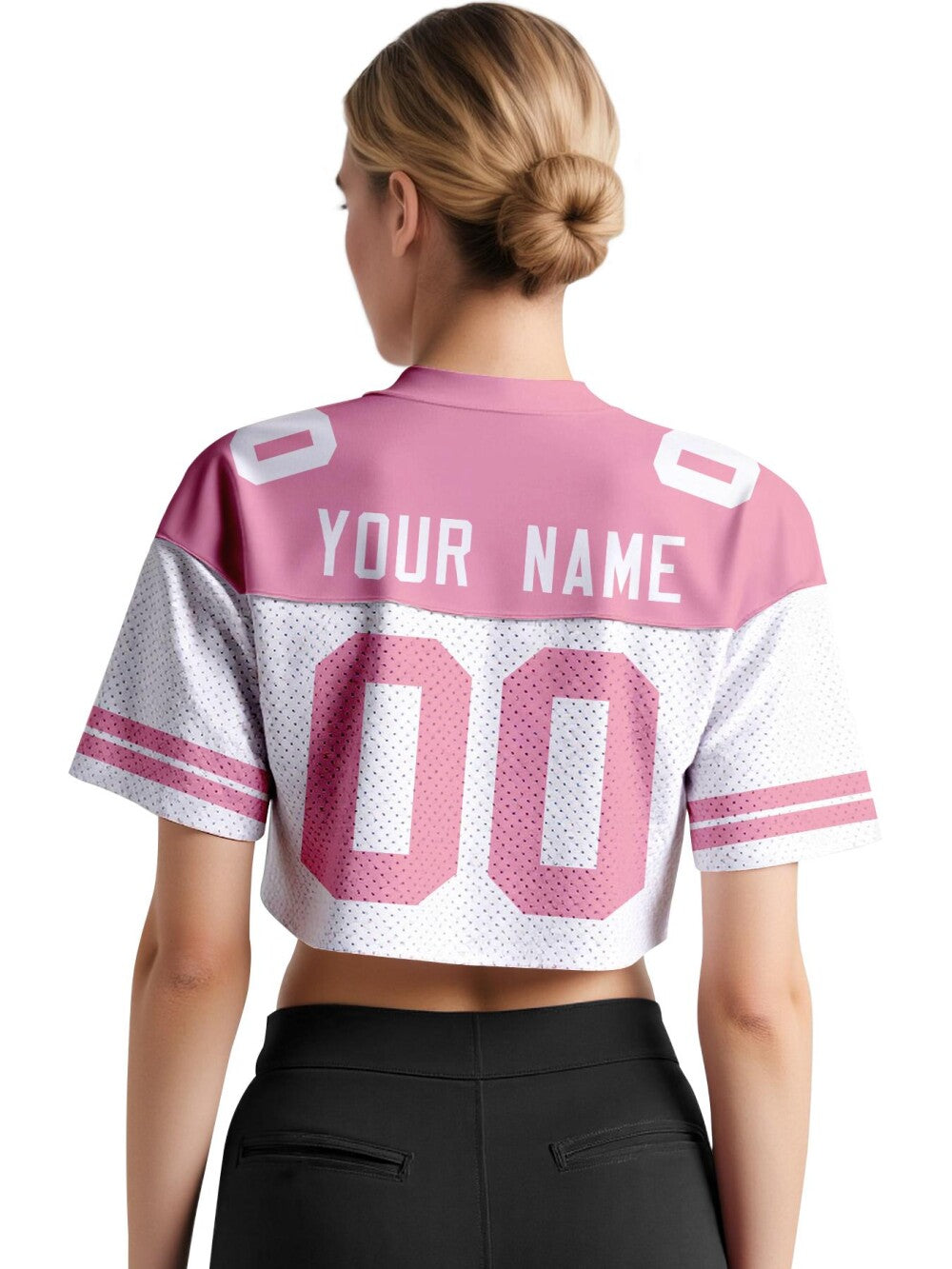 Personalized Crop Football Jersey for Women & Girls, Custom Team Name Number Crop Top, Streetwear Shirts Tour Concert Shirt Cheer Jersey