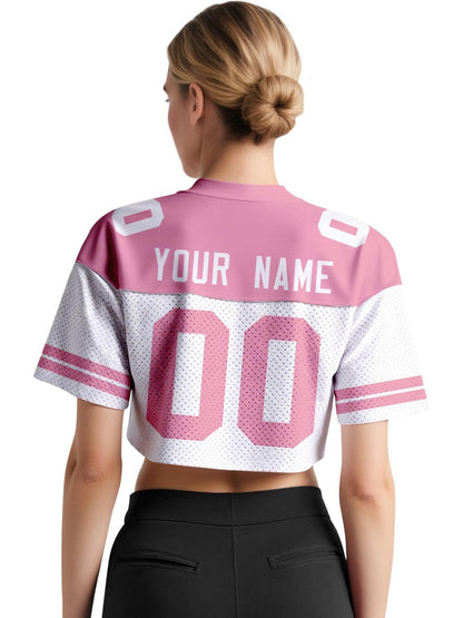 Personalized Crop Football Jersey for Women & Girls, Custom Team Name Number Crop Top, Streetwear Shirts Tour Concert Shirt Cheer Jersey