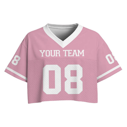 Custom Football Jersey Crop Top for Women and Girls, Cheer Dance Team Shirt, Personalized Streetwear, Game Day Outfit, Ladies Fan Team Shirt
