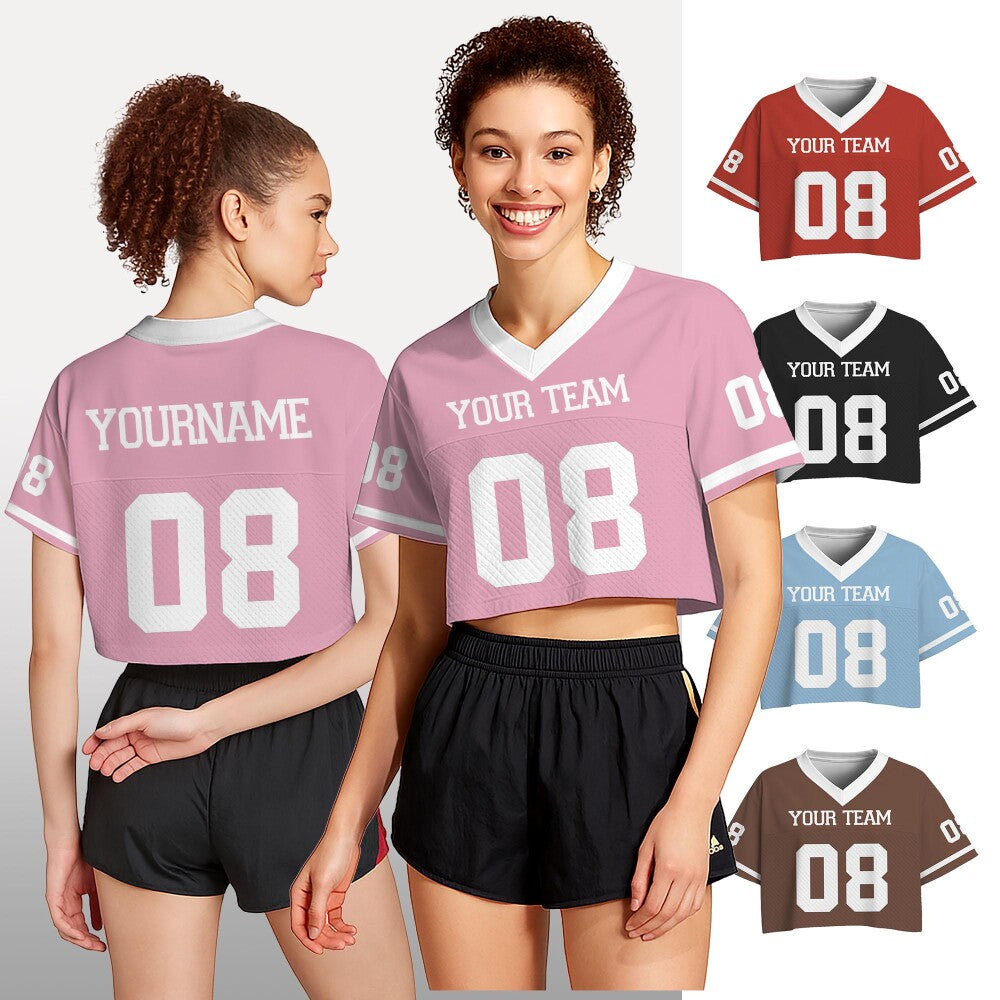 Custom Football Jersey Crop Top for Women and Girls, Cheer Dance Team Shirt, Personalized Streetwear, Game Day Outfit, Ladies Fan Team Shirt
