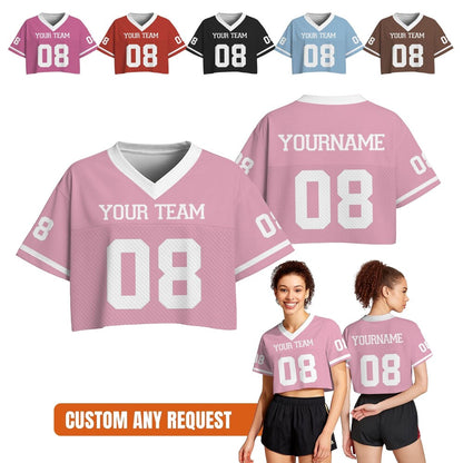Custom Football Jersey Crop Top for Women and Girls, Cheer Dance Team Shirt, Personalized Streetwear, Game Day Outfit, Ladies Fan Team Shirt