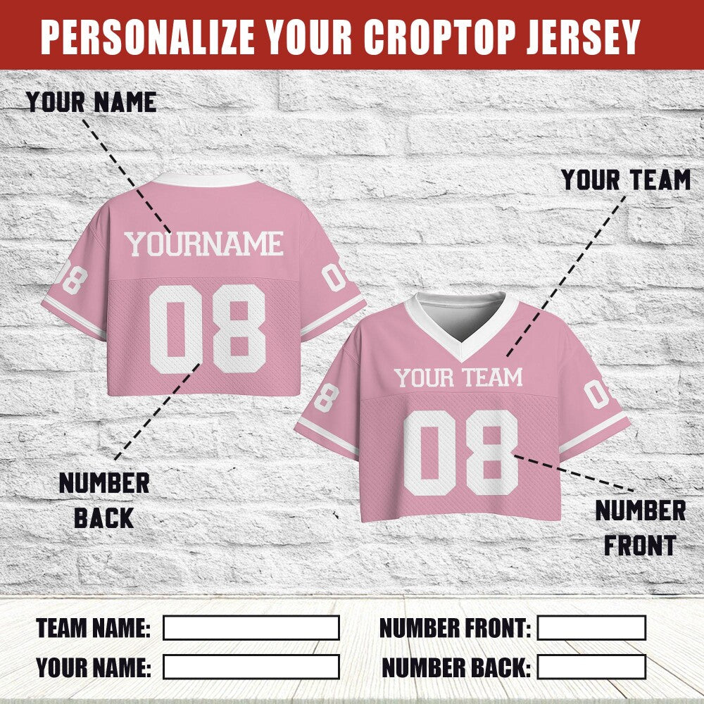 Custom Football Jersey Crop Top for Women and Girls, Cheer Dance Team Shirt, Personalized Streetwear, Game Day Outfit, Ladies Fan Team Shirt