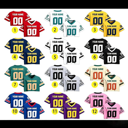 Custom Women's Cropped Football Jersey, Personalized Name, Logo & Number, Streetwear Sports Crop Top