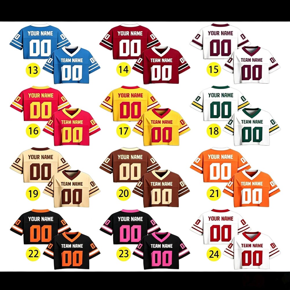 Custom Women's Cropped Football Jersey, Personalized Name, Logo & Number, Streetwear Sports Crop Top