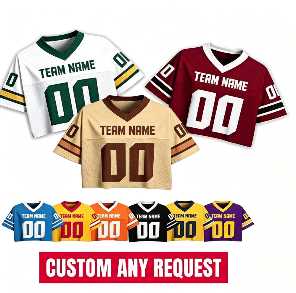 Custom Women's Cropped Football Jersey, Personalized Name, Logo & Number, Streetwear Sports Crop Top