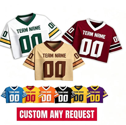 Custom Women's Cropped Football Jersey, Personalized Name, Logo & Number, Streetwear Sports Crop Top