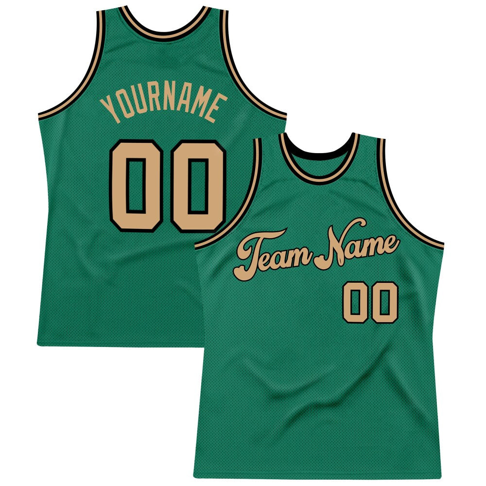 Custom Kelly Green Old Gold-Black High-quality Throwback Basketball Jersey